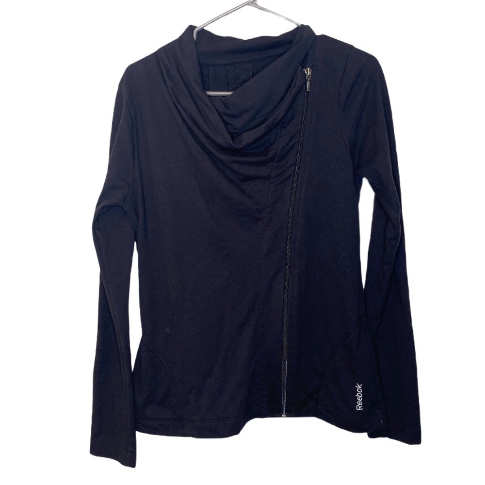Reebok Black Drape Neck Zip Up Jacket Small